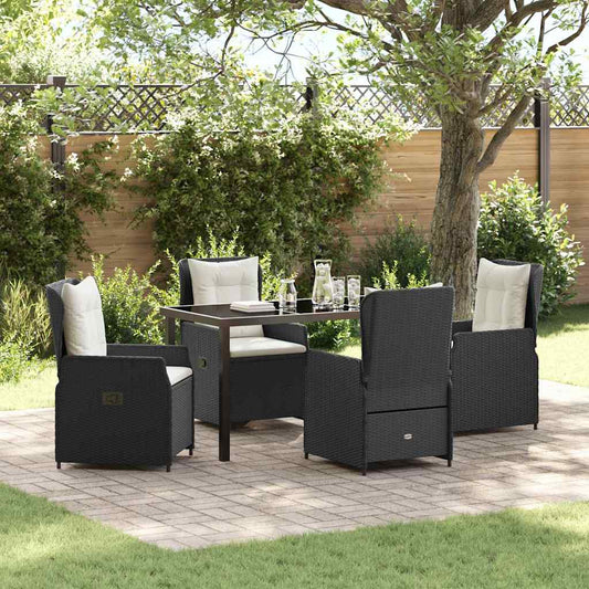 Garten Essgruppe 5 pcs Schwarz Poly-Rattan