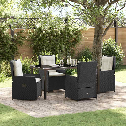 Garten Essgruppe 5 pcs Schwarz Poly-Rattan