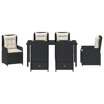 Garten Essgruppe 7 pcs Schwarz Poly-Rattan