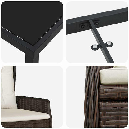 Garten Essgruppe 3 pcs Braun Poly-Rattan