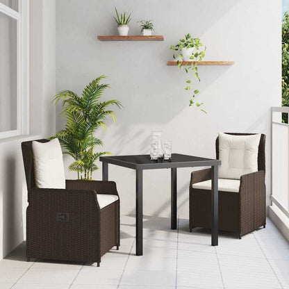 Garten Essgruppe 3 pcs Braun Poly-Rattan