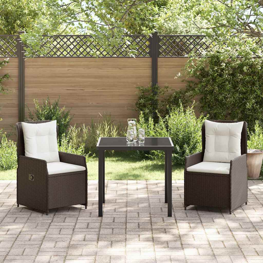 Garten Essgruppe 3 pcs Braun Poly-Rattan