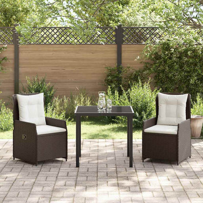 Garten Essgruppe 3 pcs Braun Poly-Rattan