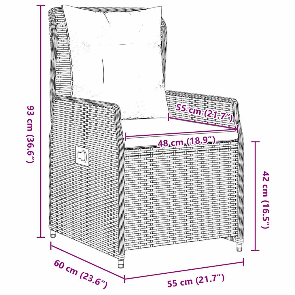 Garten Essgruppe 3 pcs Braun Poly-Rattan