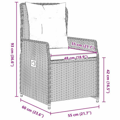 Garten Essgruppe 3 pcs Braun Poly-Rattan