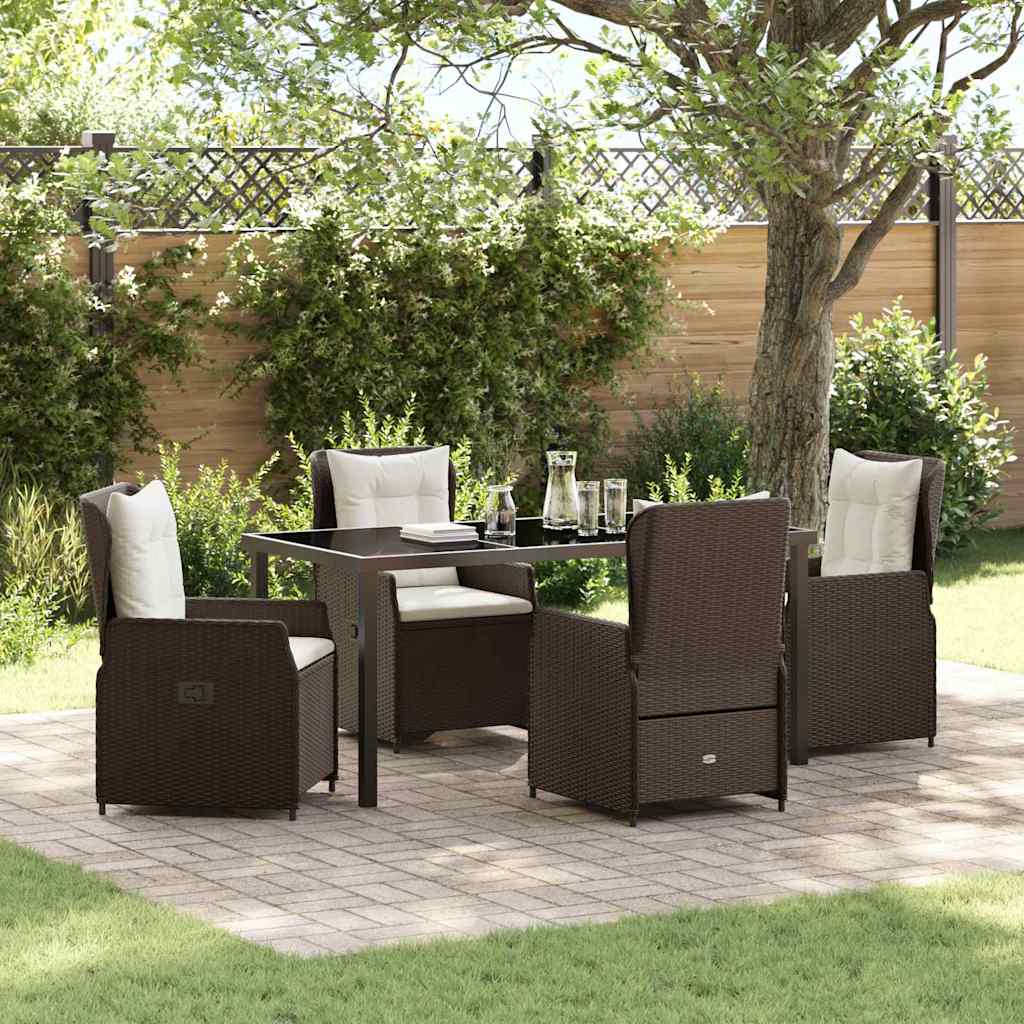 Garten Essgruppe 5 pcs Braun Poly-Rattan