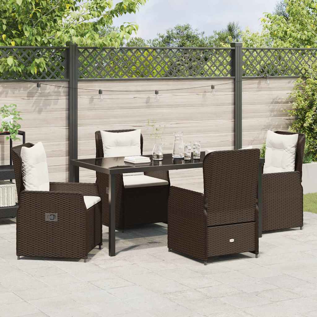 Garten Essgruppe 5 pcs Braun Poly-Rattan