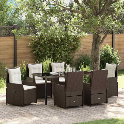 Garten Essgruppe 7 pcs Braun Poly-Rattan