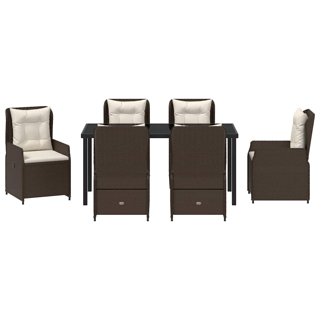 Garten Essgruppe 7 pcs Braun Poly-Rattan