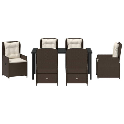 Garten Essgruppe 7 pcs Braun Poly-Rattan