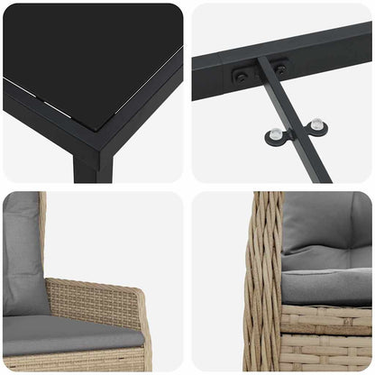 Garten Essgruppe 3 pcs Beige Poly-Rattan