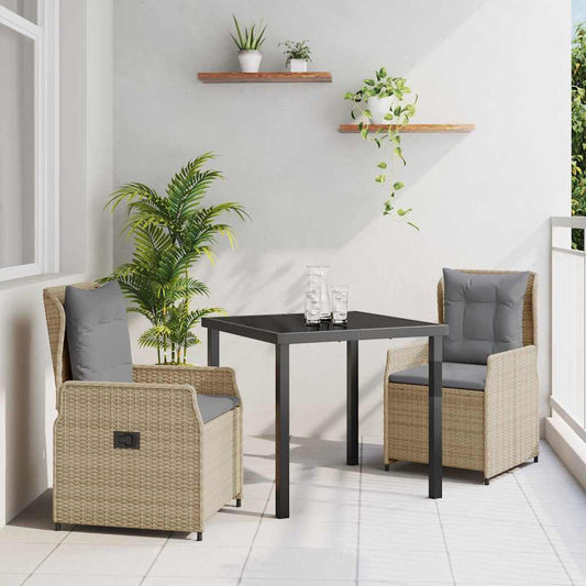 Garten Essgruppe 3 pcs Beige Poly-Rattan