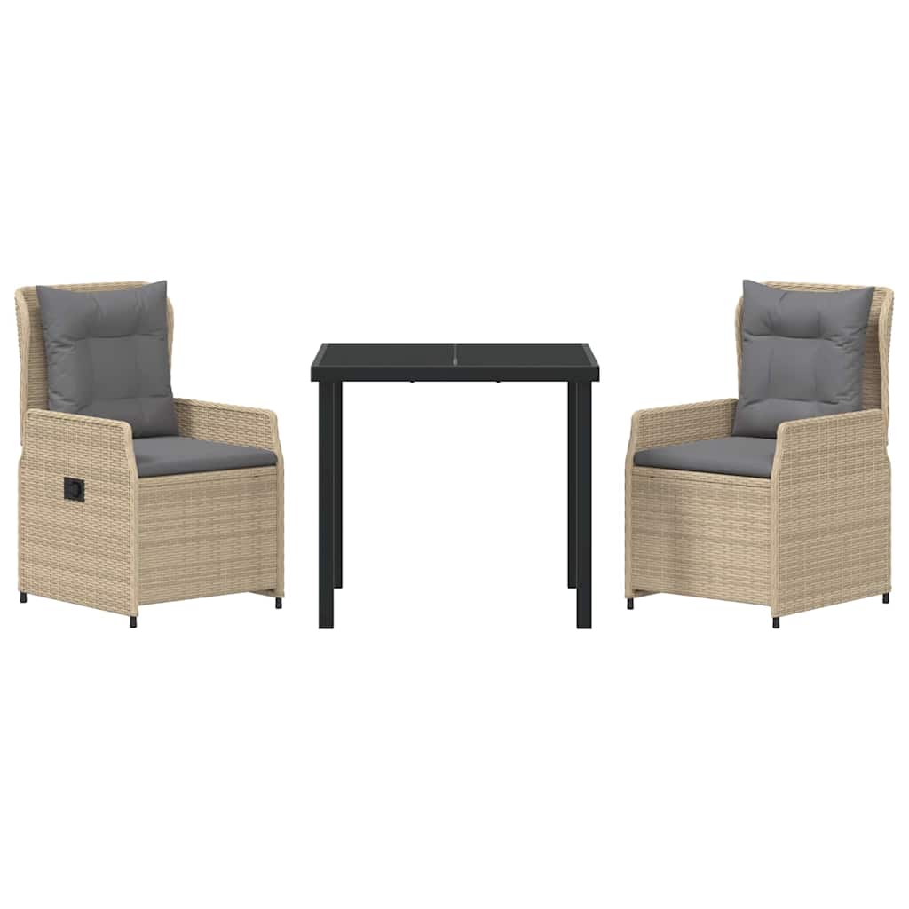 Garten Essgruppe 3 pcs Beige Poly-Rattan