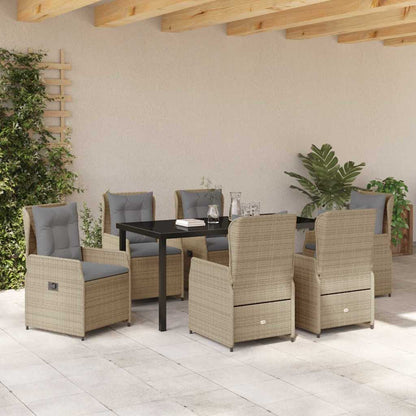 Garten Essgruppe 7 pcs Beige Poly-Rattan