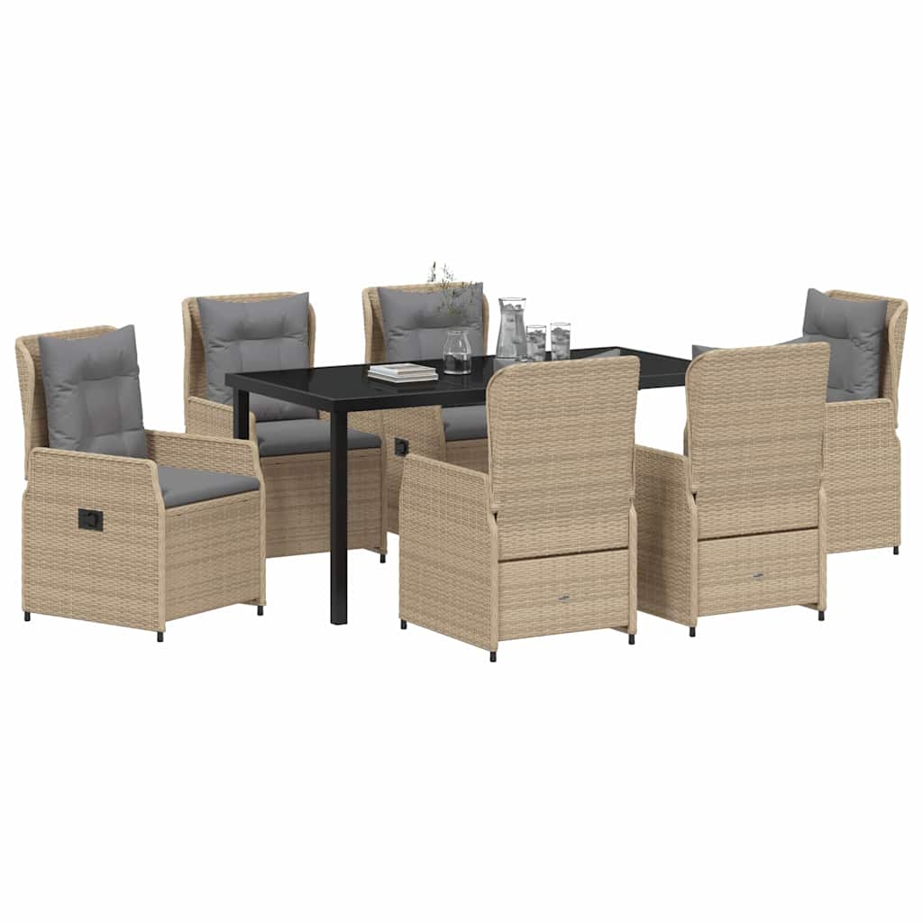 Garten Essgruppe 7 pcs Beige Poly-Rattan