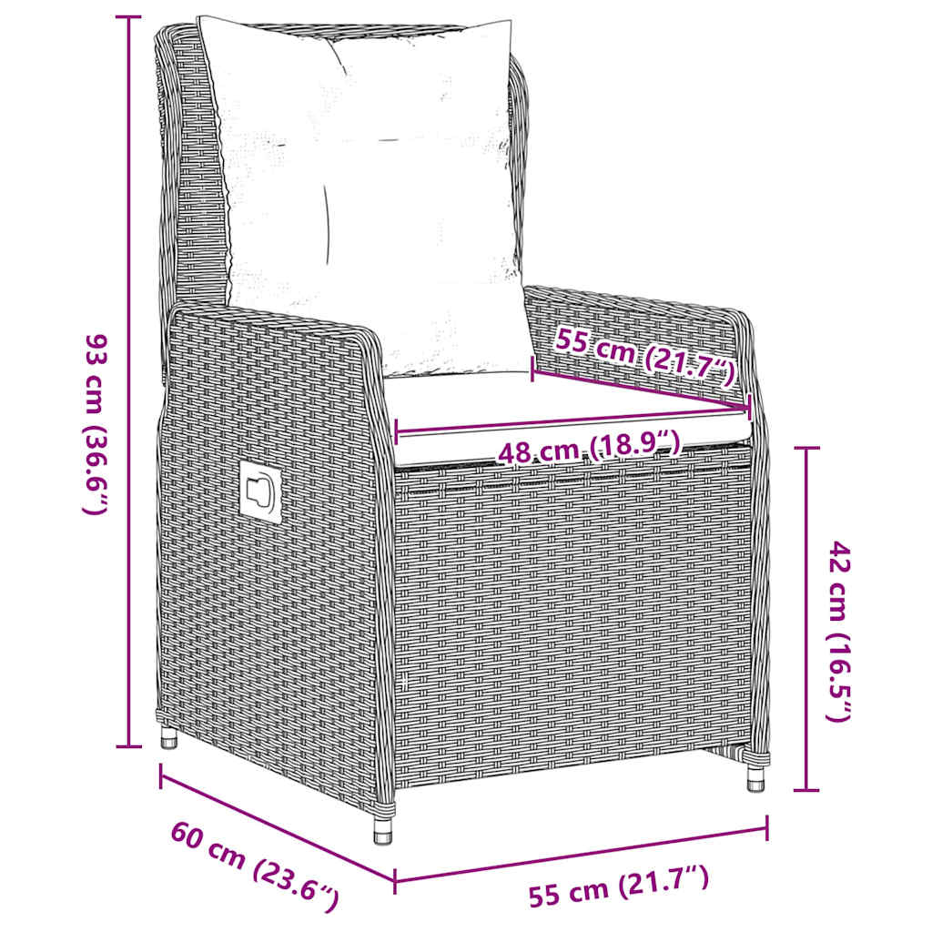 Garten Essgruppe 3 pcs Hellgrau Poly-Rattan