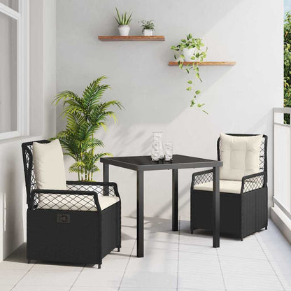 Garten Essgruppe 3 pcs Schwarz Poly-Rattan