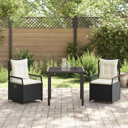 Garten Essgruppe 3 pcs Schwarz Poly-Rattan