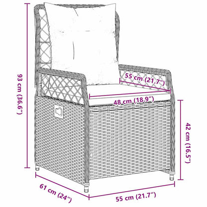 Garten Essgruppe 3 pcs Schwarz Poly-Rattan