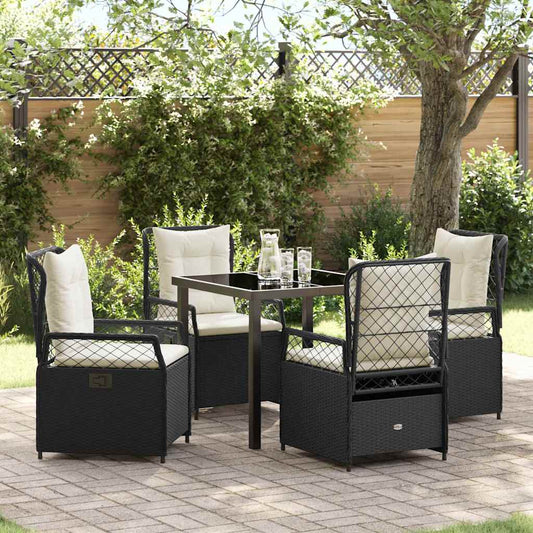 Garten Essgruppe 5 pcs Schwarz Poly-Rattan
