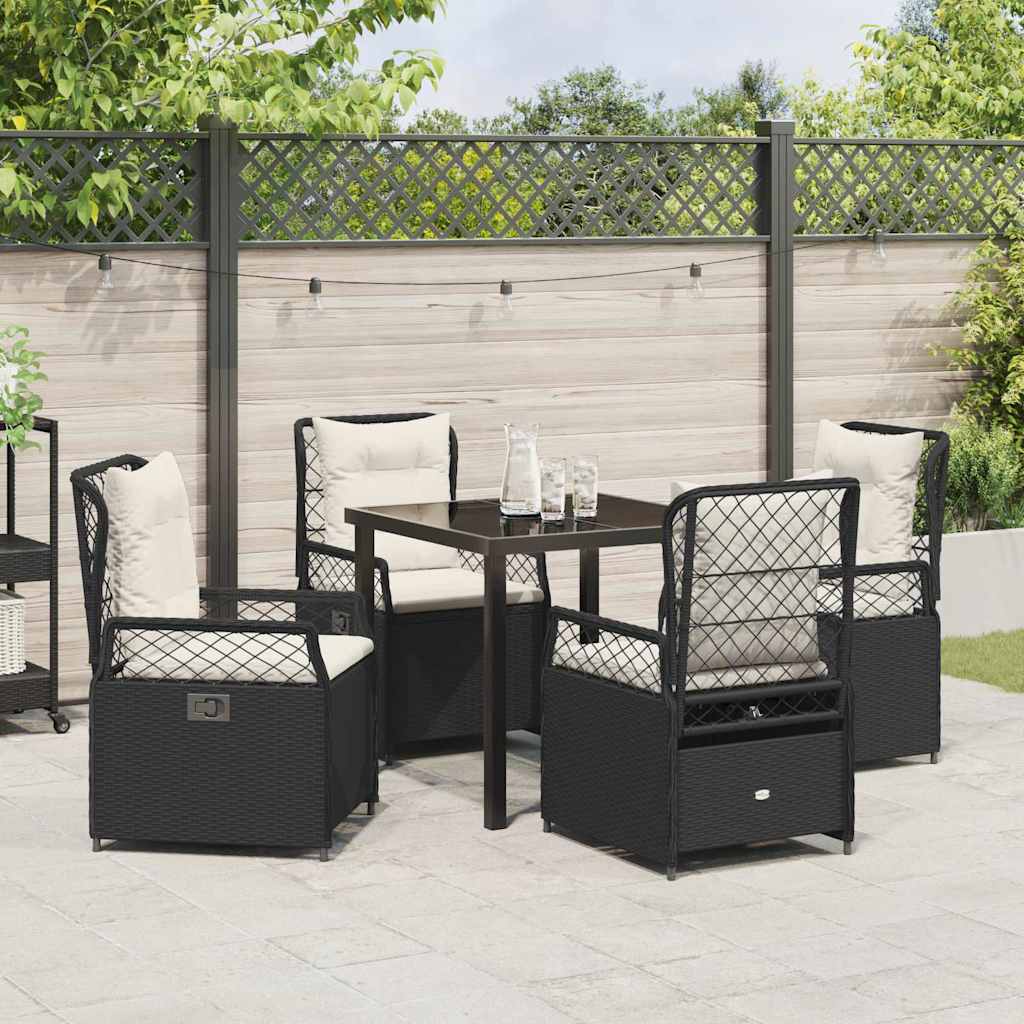 Garten Essgruppe 5 pcs Schwarz Poly-Rattan
