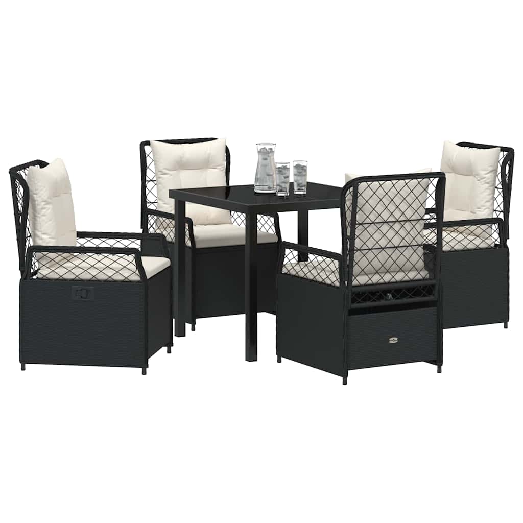 Garten Essgruppe 5 pcs Schwarz Poly-Rattan
