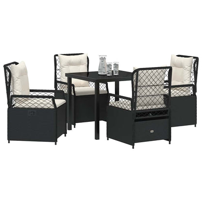 Garten Essgruppe 5 pcs Schwarz Poly-Rattan