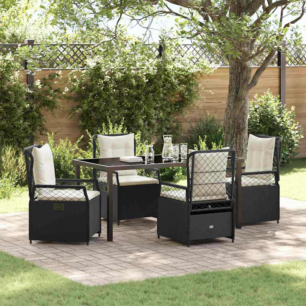 Garten Essgruppe 5 pcs Schwarz Poly-Rattan
