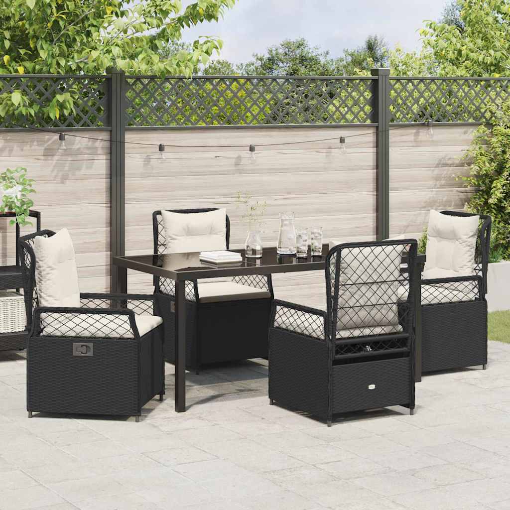 Garten Essgruppe 5 pcs Schwarz Poly-Rattan