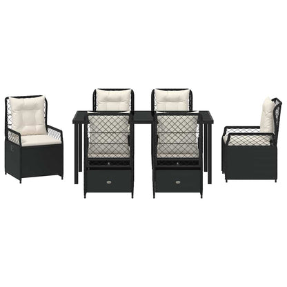 Garten Essgruppe 7 pcs Schwarz Poly-Rattan