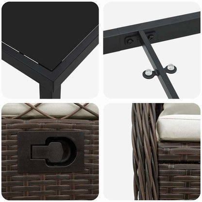 Garten Essgruppe 3 pcs Braun Poly-Rattan