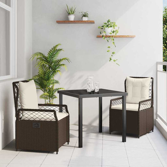 Garten Essgruppe 3 pcs Braun Poly-Rattan