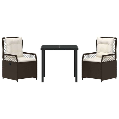 Garten Essgruppe 3 pcs Braun Poly-Rattan