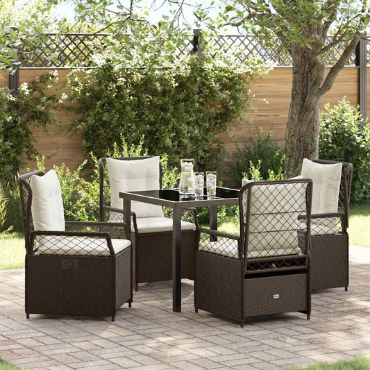 Garten Essgruppe 5 pcs Braun Poly-Rattan