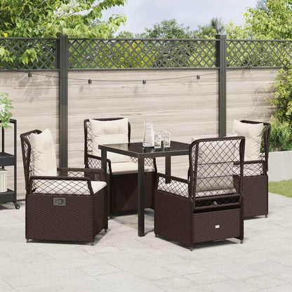 Garten Essgruppe 5 pcs Braun Poly-Rattan