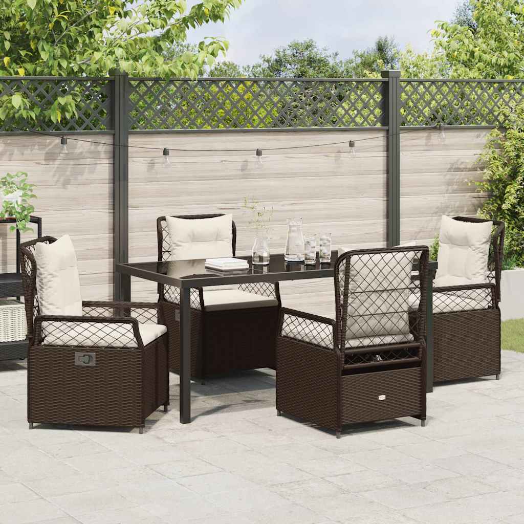 Garten Essgruppe 5 pcs Braun Poly-Rattan