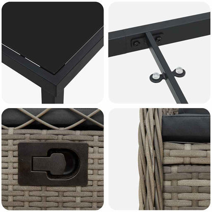 Garten Essgruppe 3 pcs Grau Poly-Rattan