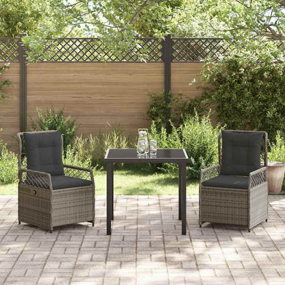 Garten Essgruppe 3 pcs Grau Poly-Rattan