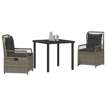 Garten Essgruppe 3 pcs Grau Poly-Rattan