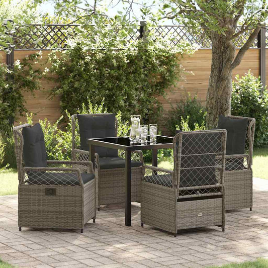 Garten Essgruppe 5 pcs Grau Poly-Rattan