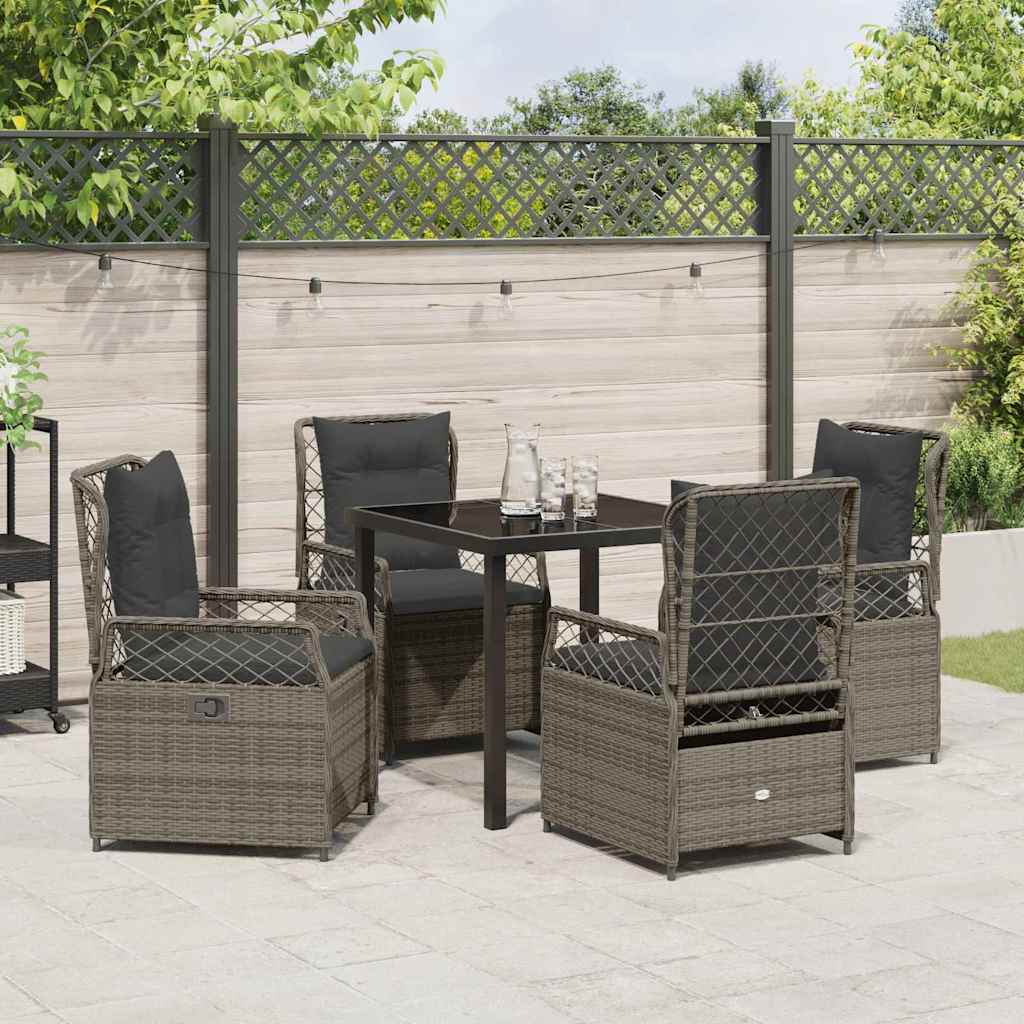 Garten Essgruppe 5 pcs Grau Poly-Rattan