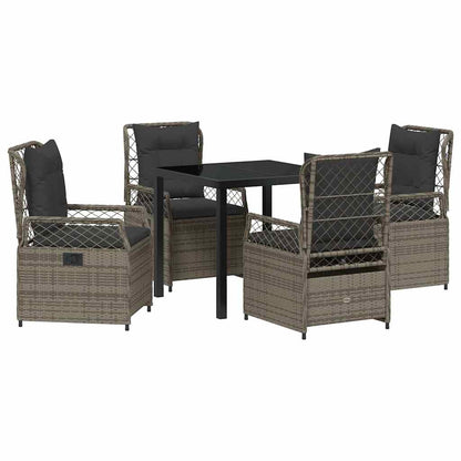 Garten Essgruppe 5 pcs Grau Poly-Rattan