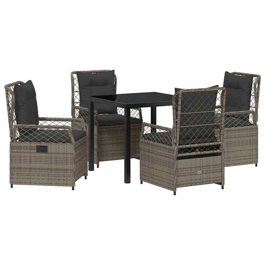 Garten Essgruppe 5 pcs Grau Poly-Rattan