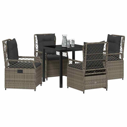 Garten Essgruppe 5 pcs Grau Poly-Rattan