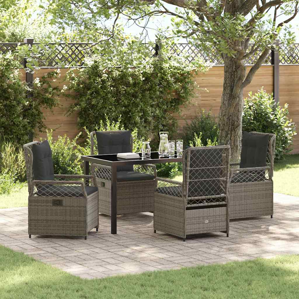Garten Essgruppe 5 pcs Grau Poly-Rattan