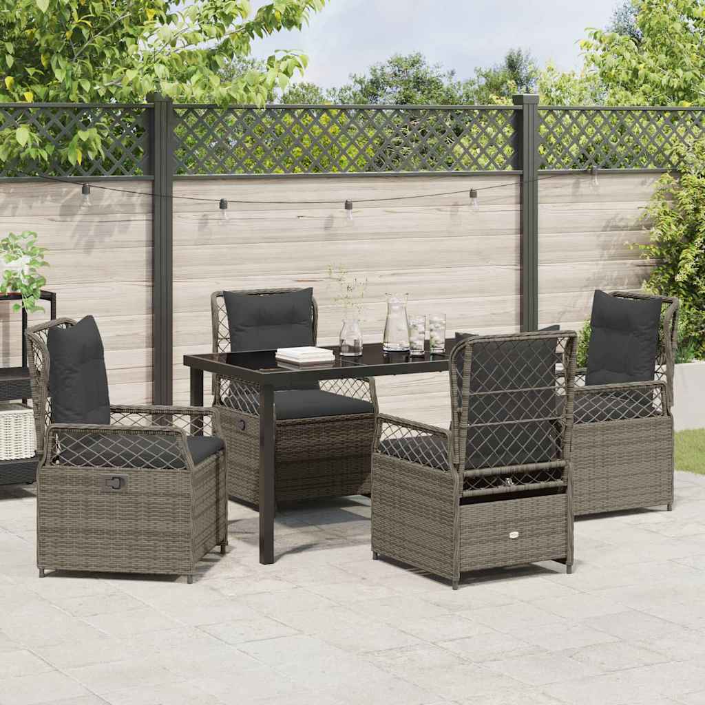 Garten Essgruppe 5 pcs Grau Poly-Rattan