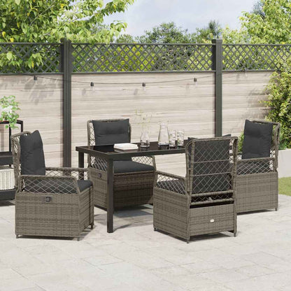 Garten Essgruppe 5 pcs Grau Poly-Rattan