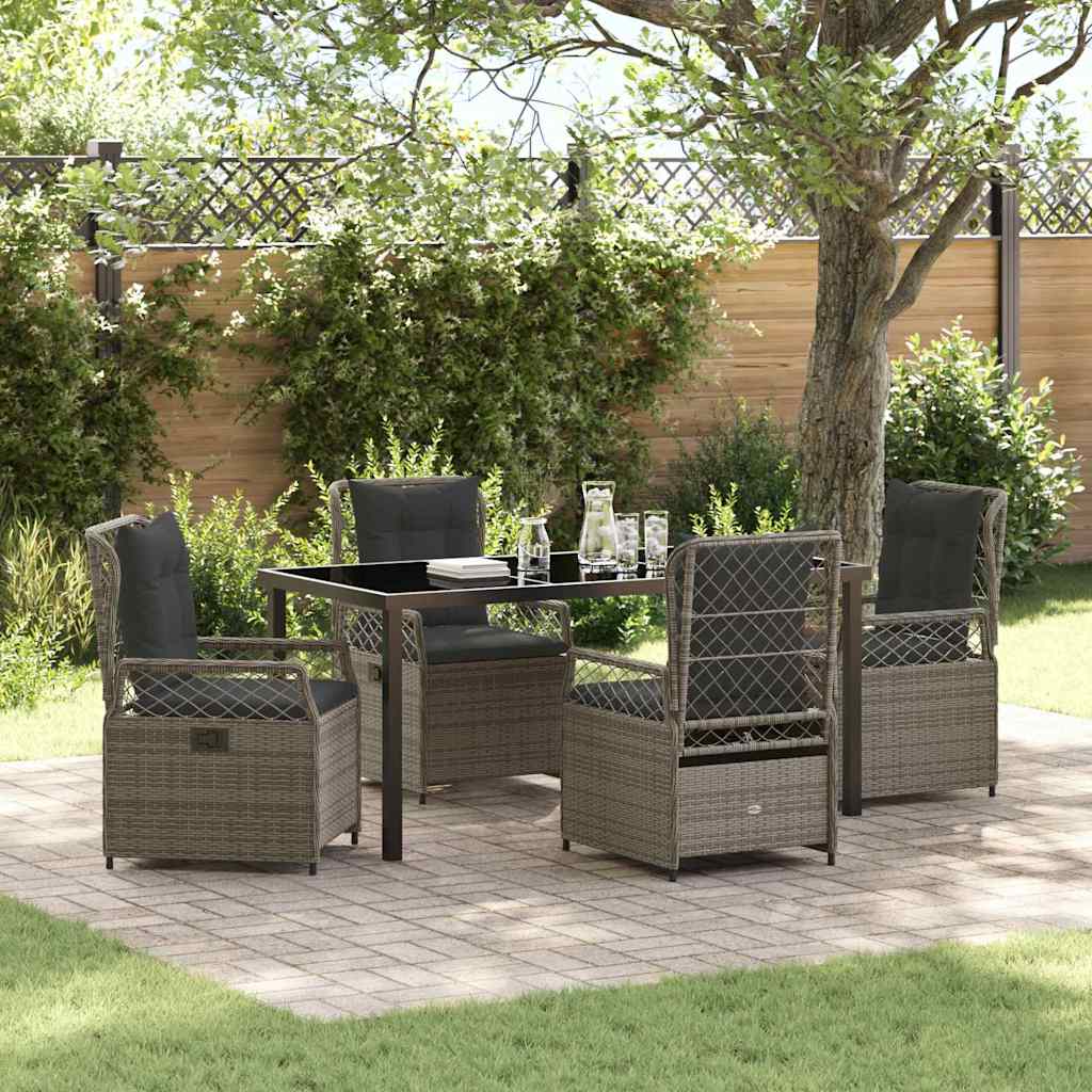 Garten Essgruppe 5 pcs Grau Poly-Rattan