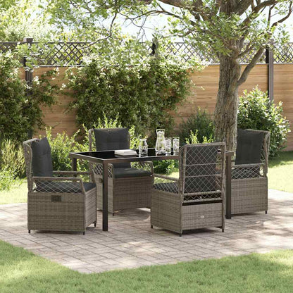 Garten Essgruppe 5 pcs Grau Poly-Rattan