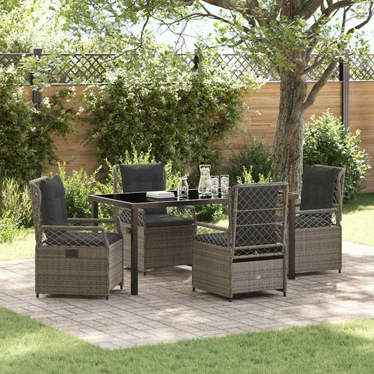 Garten Essgruppe 5 pcs Grau Poly-Rattan